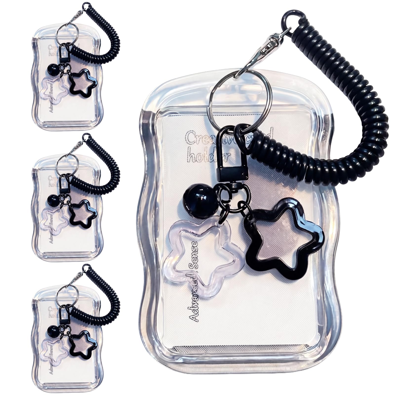 Photocard Holder, 4 Pcs Funda de Plástico Resistente, Porta Tarjetas Identificativas Kpop, Portacredenciales con Ventana Transparente, Ideal para Tarjetas de Proximidad, Oficina, Escuela