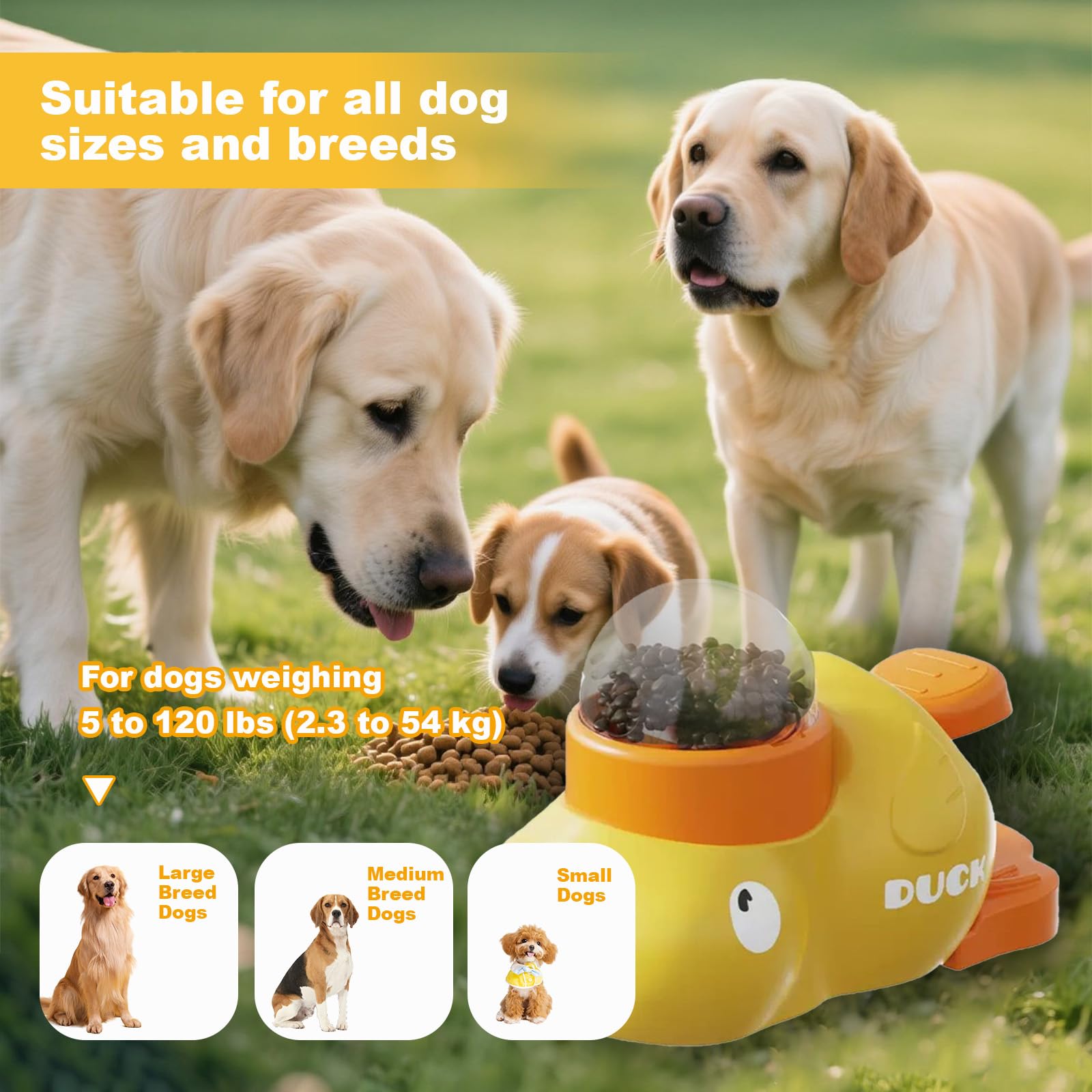 Interactive Yellow Duck Treat Dispenser Slow Feeder Toy for Dogs and Cats Chew Resistant Puzzle Fun Pet Feeder Dog Treat Dispenser Toy Healthy Eating - Image 4