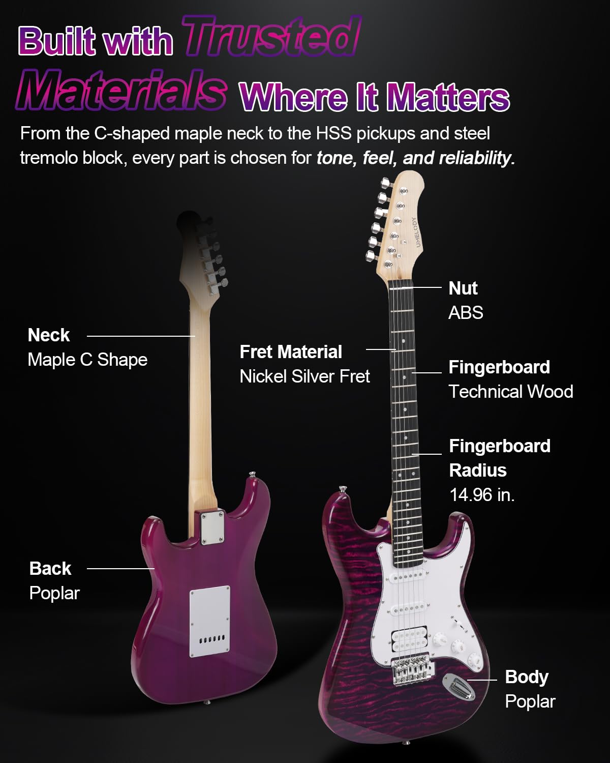 Amazon.co.jp: Umelody Electric Guitar, Beginner Set, ST Type, HSS