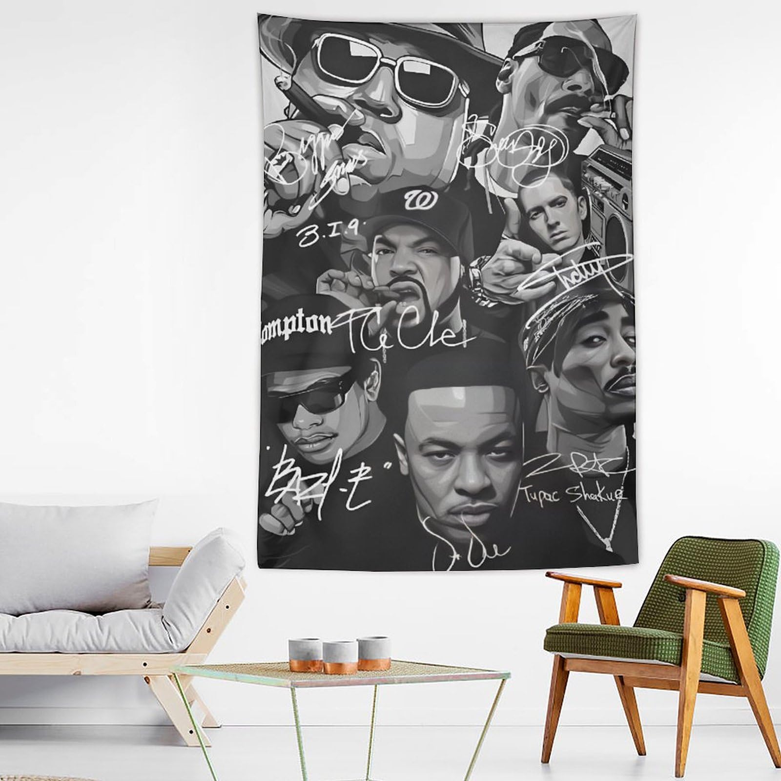 Poster da parete con motivo cantante rap hip hop con stelle (25), arazzo da parete, arazzo da parete, decorazione per soggiorno, camera da letto, 152,4 x 228,6 cm