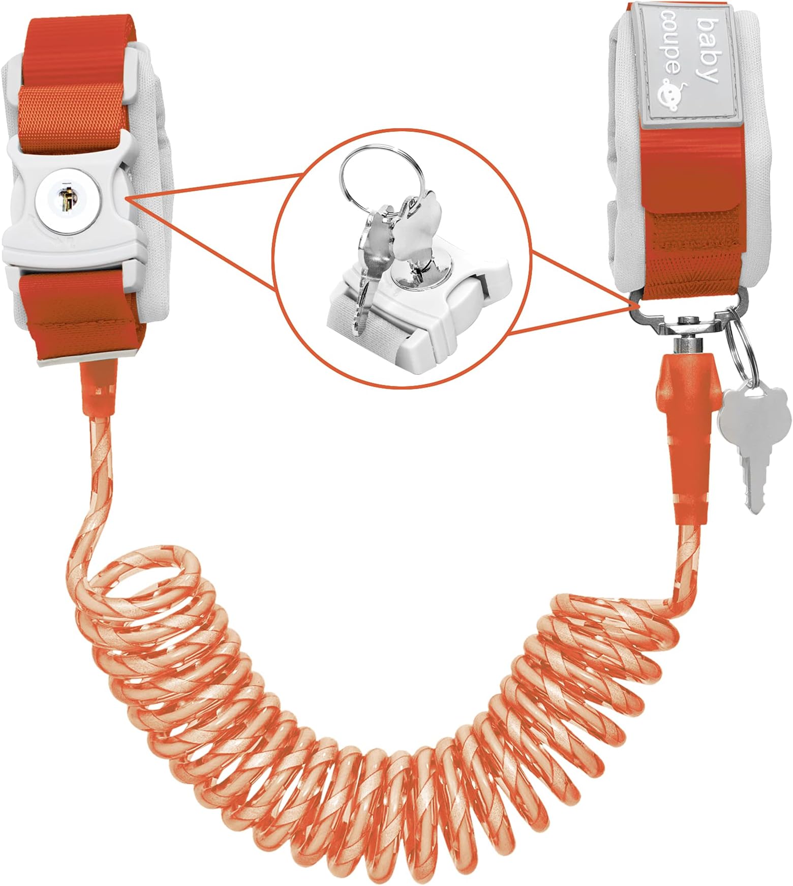 WSZCML Toddler Harness Walking Leash- Child Anti Lost Wrist Link - Child Safety Harness - Upgrade with Reflective(6.5ft) - for Boys and Girls,Not Easy to Open Without Key(Orange)