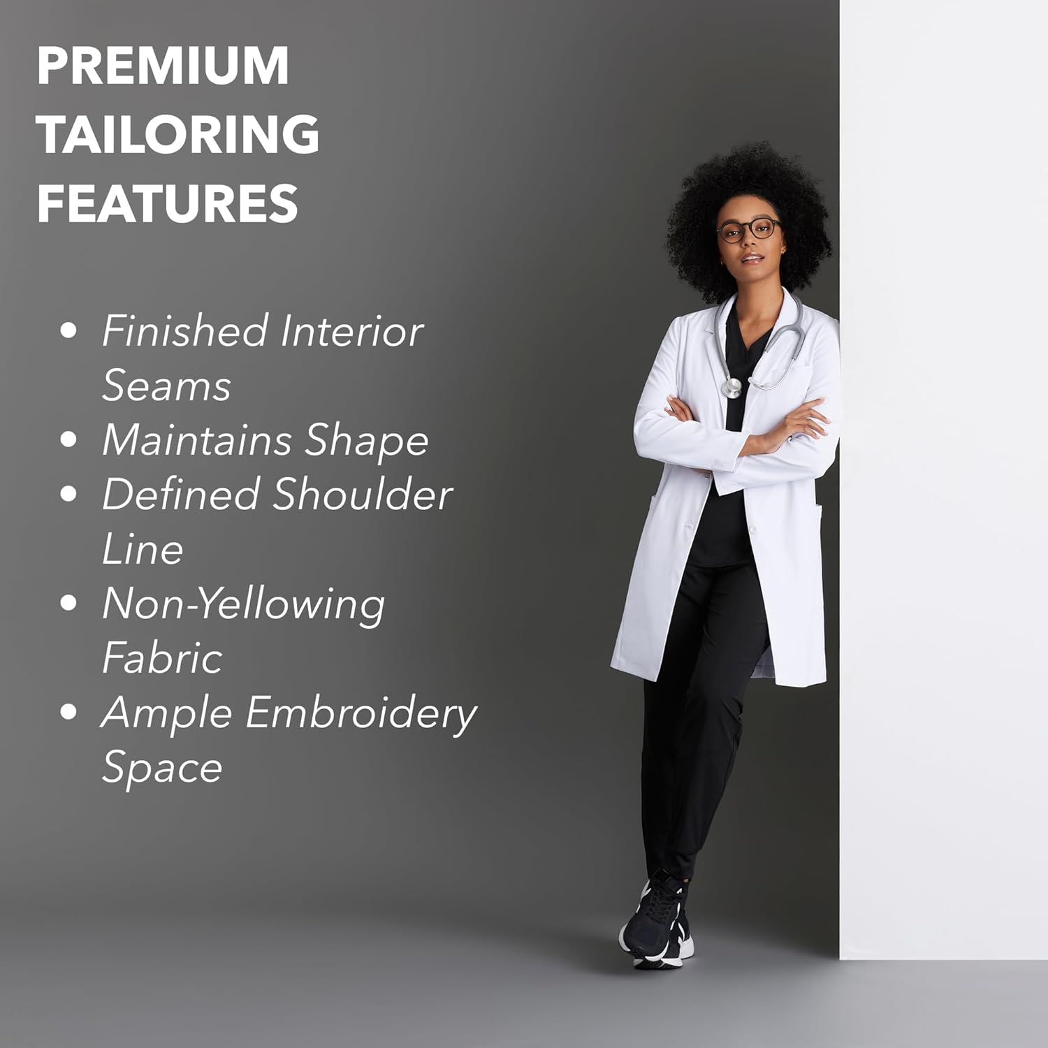 BARCO Grace Lab Coat for Women - Professional, 3-Pocket, 3-Button Closure Long Sleeve 35" Women's Lab Coat - Image 6