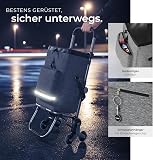 tectake® 56L Shopping Trolley on Wheels with 3-in-1 Function as Grocery Trolley, Shoulder Bag & Sack Truck, Folding Shopping Cart with Aluminium Frame, Stair-Climbing Wheels & Cooler Bag - Grey - 7