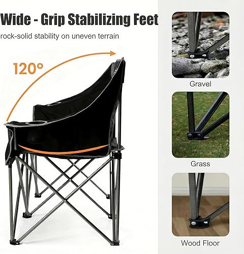 Miniatura 4 de EMERIT Silla de campamento de gran tamaño con capacidad de 650 libras, sofá biplaza plegable resistente con asiento profundo y tela resistente a