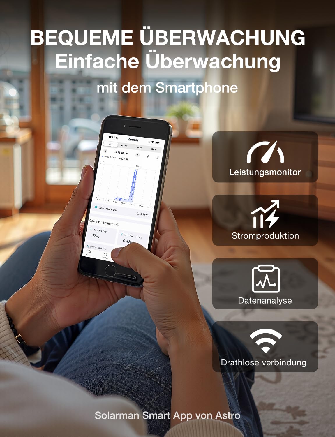 Wechselrichter 2000W mit WLAN & App, 4X MPPT 99.5% Tracking 800W-2000W Solar Wechselrichter mit IP67 Wasserdichter Mikrowechselrichter für Balkonkraftwerk, Inverter mit 5m AC-Kabel(0% MwSt)