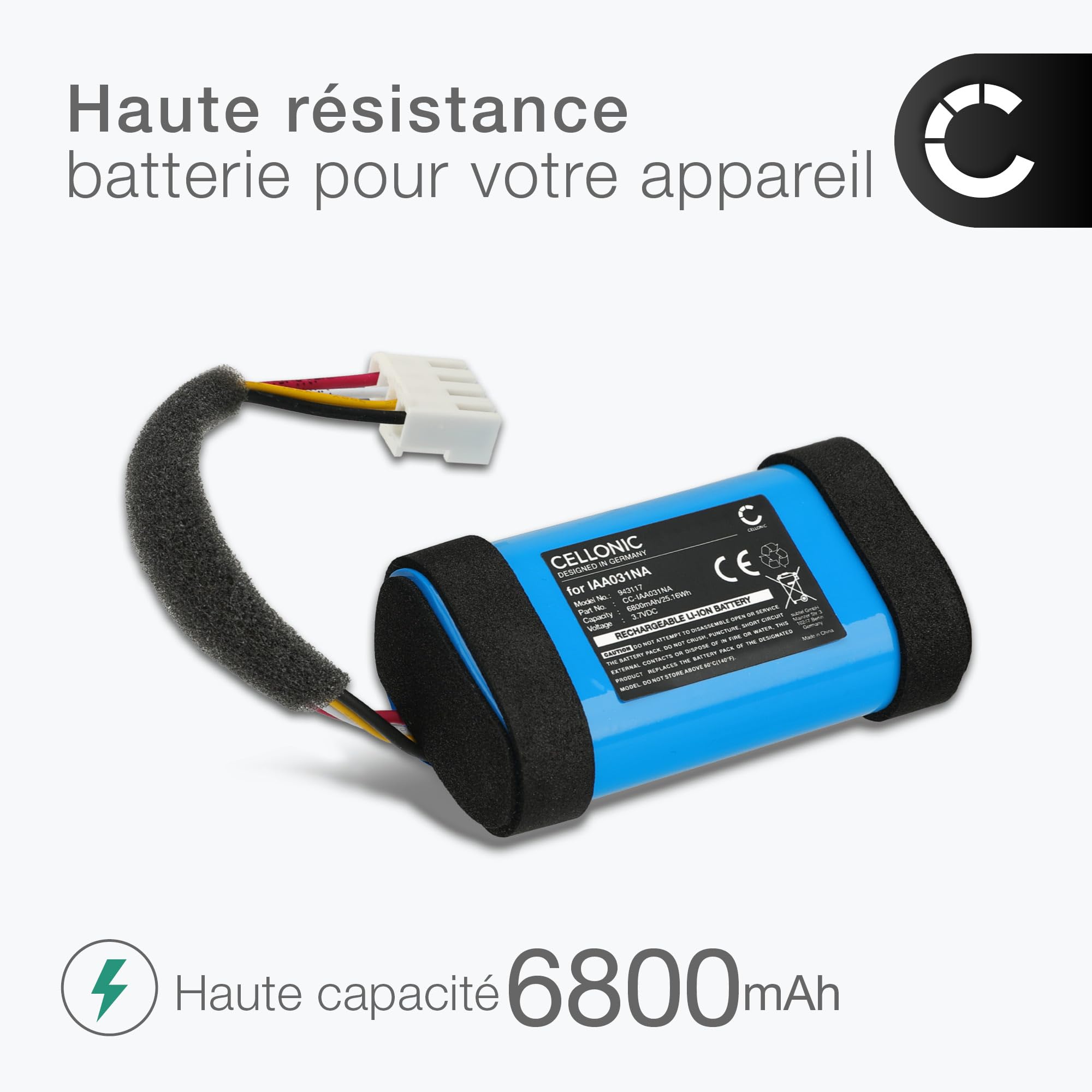 CELLONIC 1x Batterie Compatible avec Harman Kardon Citation 200 | 1x, (6800mAh, 3.7V, Lithium Ion), Enceinte Batterie
