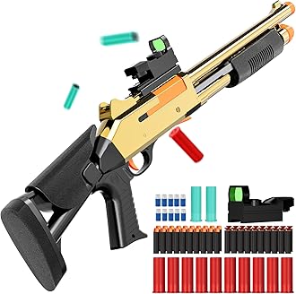 Soft Bullet Shell Ejecting Shotgun Toy Gun Foam Dart Blaster with Scope Level...