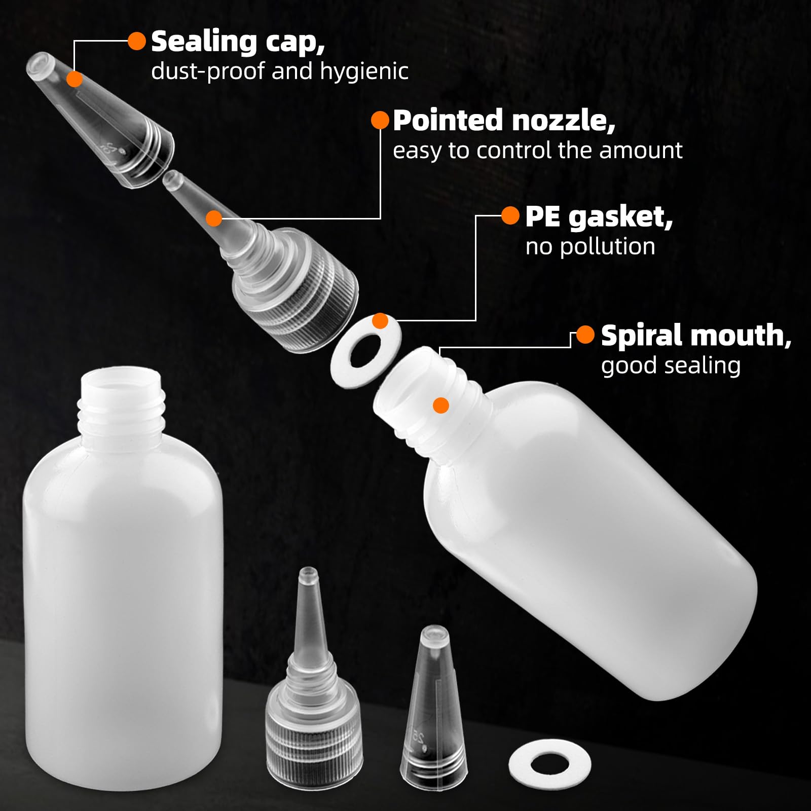 DKBT 32 bottiglie da spremere, 100 ml, bottiglia dosatrice, bottiglia per salsa, ketchup, bottiglia, dispenser per salse, in plastica, per cucina