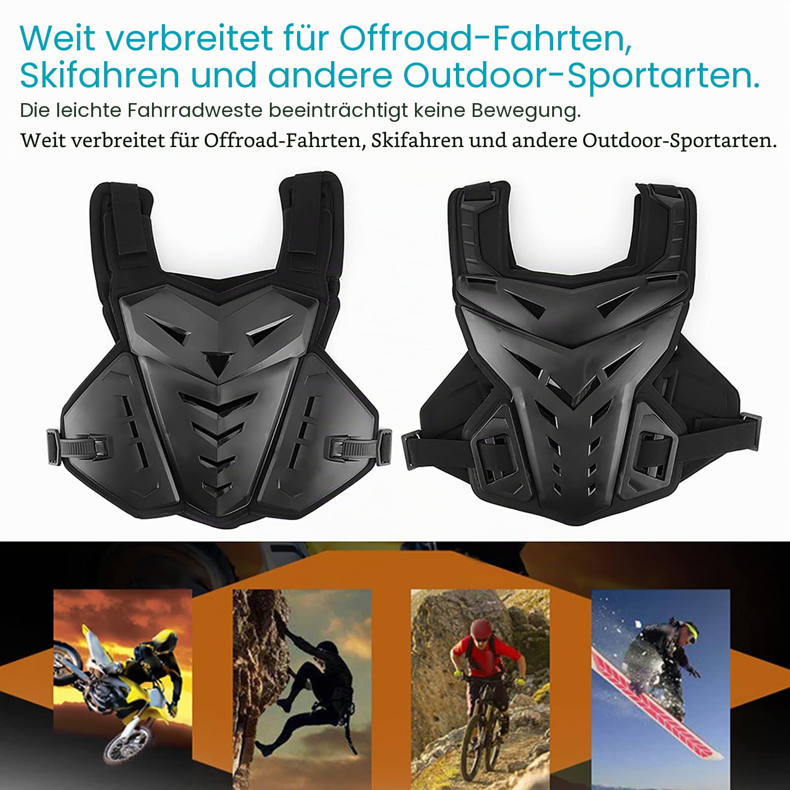 Jiawu Motorrad-Körperschutzweste, Dirt-Bike-Ausrüstung, Brustschutz, Motocross-Ausrüstung, Motorrad-Brust-Rückenschutz für Herren, Mountainbike-Schutzausrüstung, Rennen,
