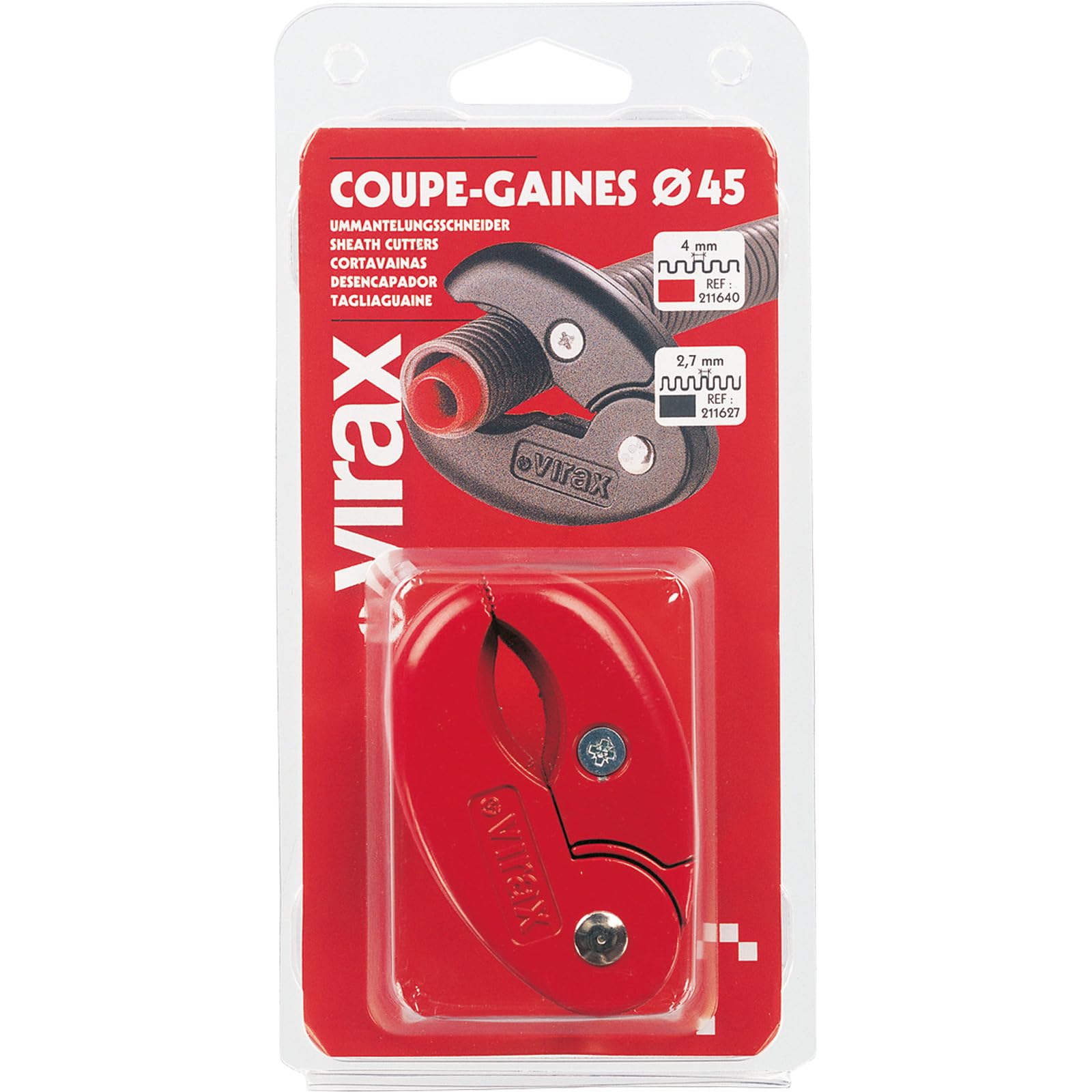 coupe gaine - diamètre 45 mm - cannelure pas de 4 mm - virax