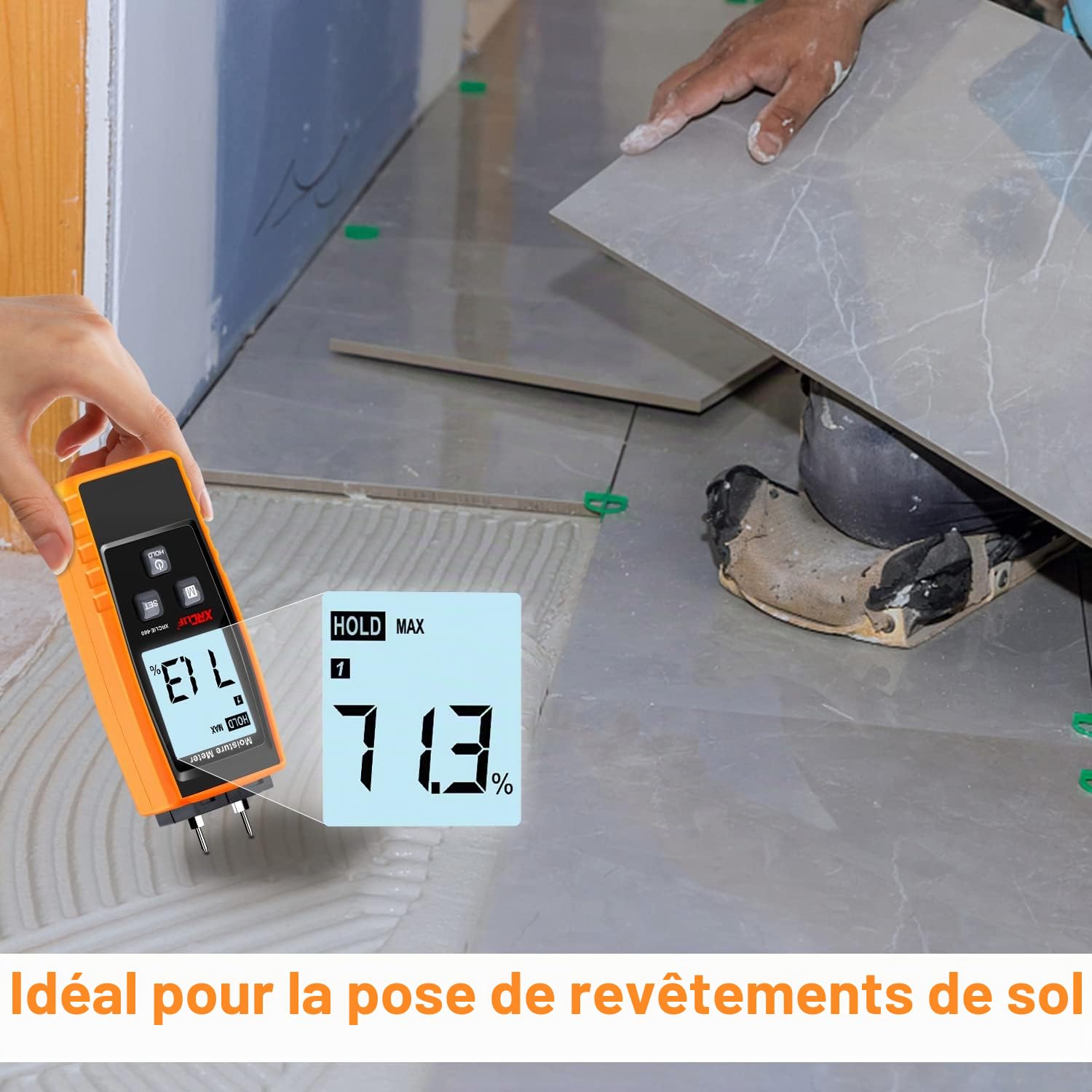 XRCLIF Testeur Humidité Mur & Bois, Compteur de fuites, Détecteur Teneur en eau avec Rétroéclairage LCD