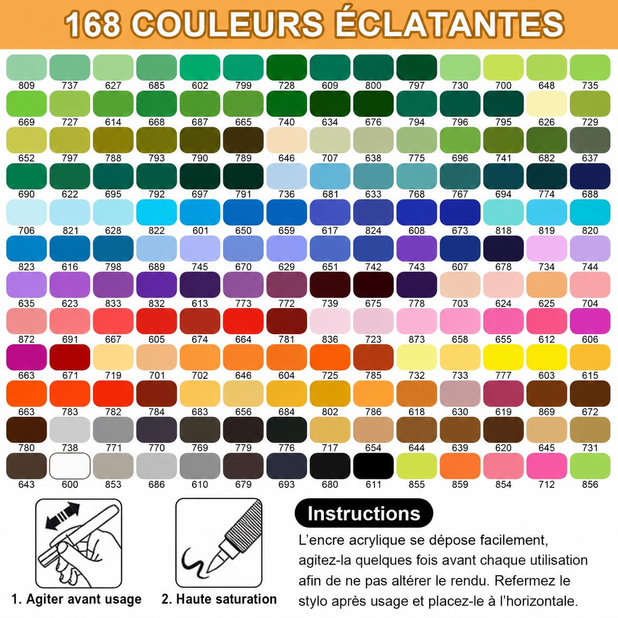 Melifluo Feutre Acrylique Lot de 168 Couleurs à Pointe Pinceau – Marqueur Peinture Acrylique Adulte, Encre à l'Eau Couvrante pour Pierre, Verre, Bois, Tissu, Toile – Coffret Cadeau Loisirs Créatifs