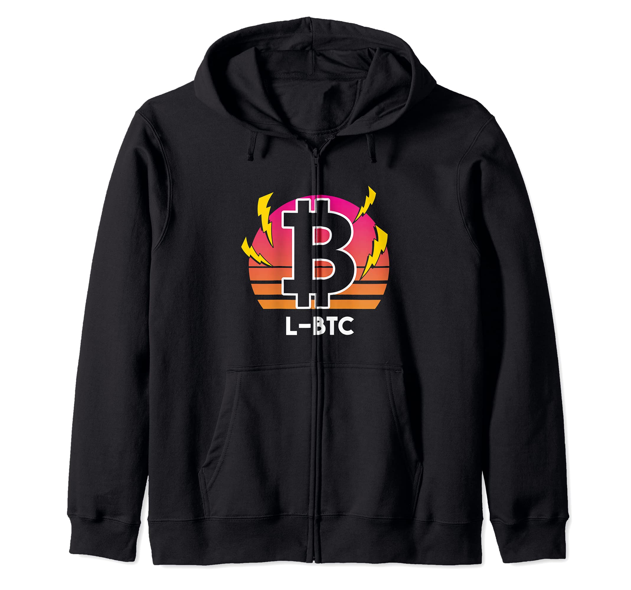 L-BTC Bitcoin BTC Retro Sun Crypto Coin Digital Money Trader Zip Hoodie