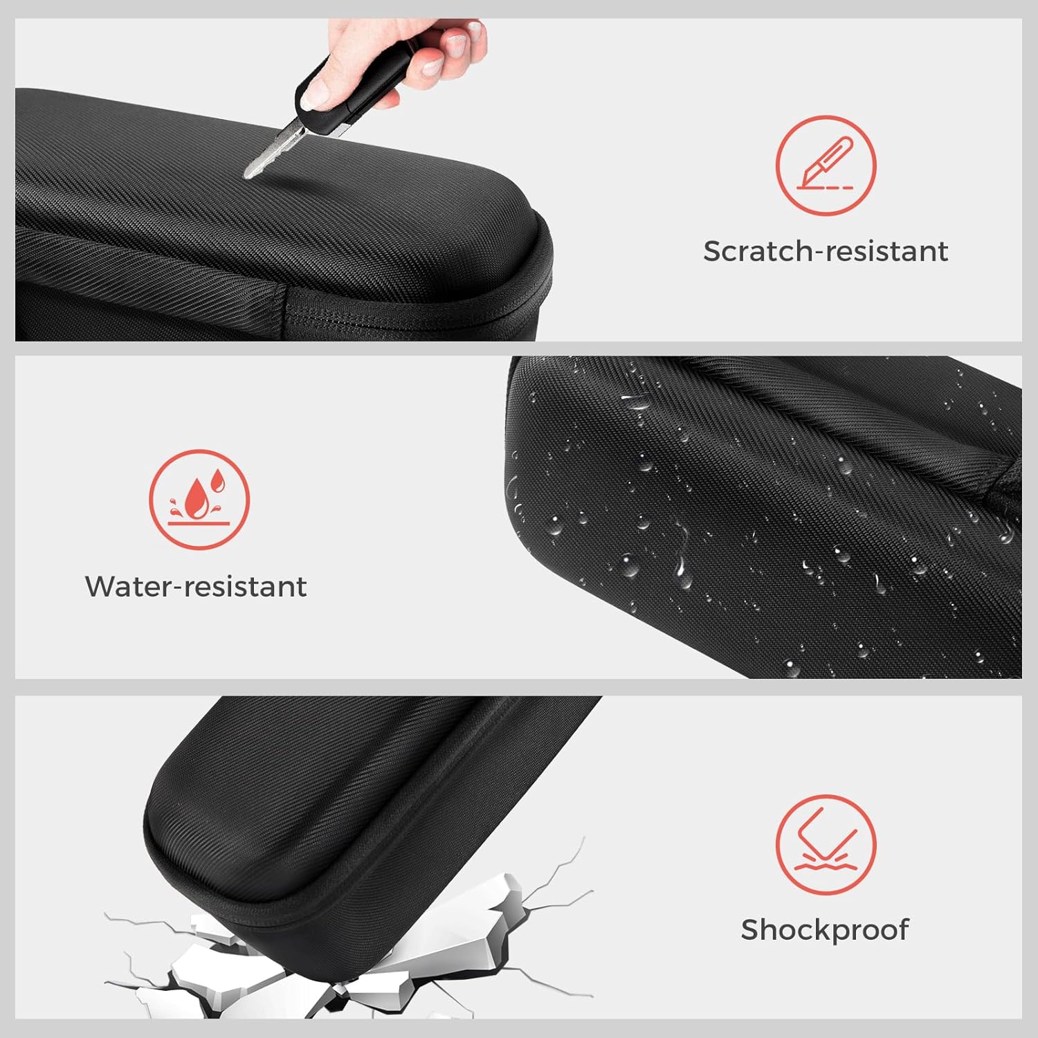 ProCase Hard Travel Carrying Case for JBL Flip 7 Flip 6/5/4 and JBL Grip, Portable Waterproof Speaker Storage Bag with Shoulder Strap, Protective Holder Cover for Charging Cable Accessories -Black - Image 4