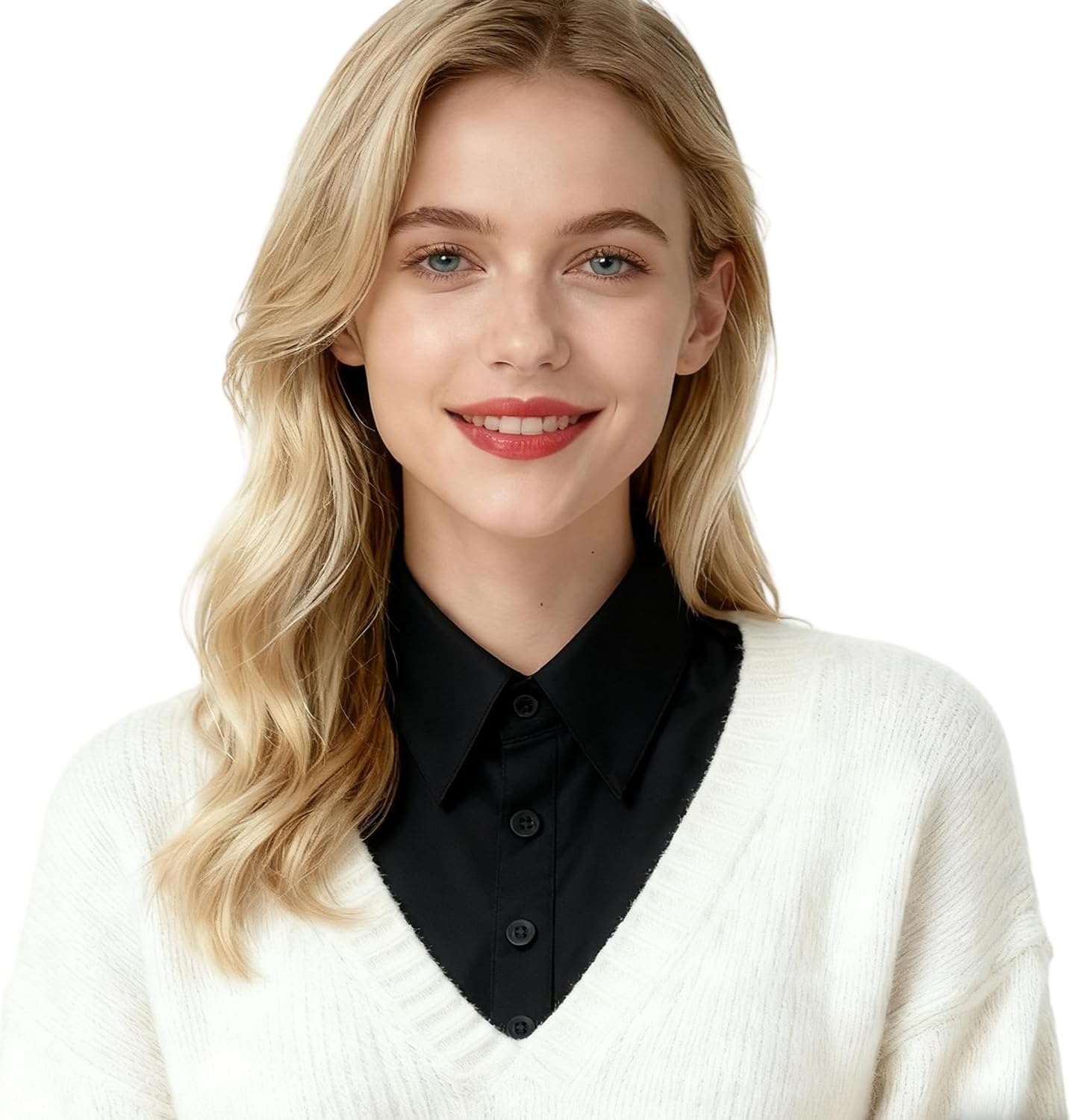 Fake Collar Shirt for Women, Detachable Dickey Collar Blouse Faux Collars fit for Dress Sweater Uniform Work Suit for Women - Image 3