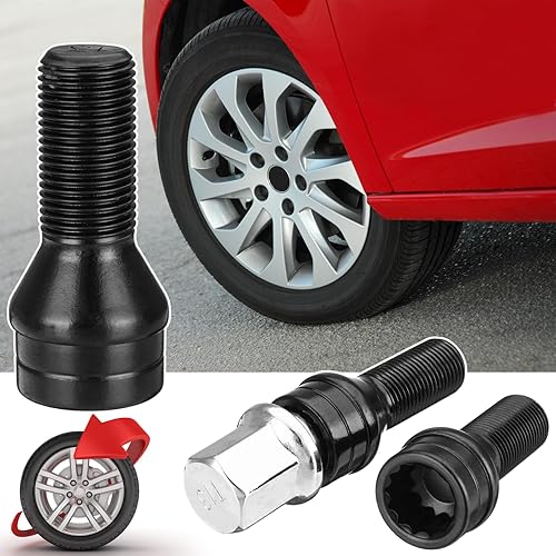 Miniatura 3 de Tornillos de rueda de bloqueo M14 x 1.5 con llave de bloqueo para BMW, Volkswagen (VW) Golf Jetta Beetle Passat Audi, acero sólido, negro, juego de 5