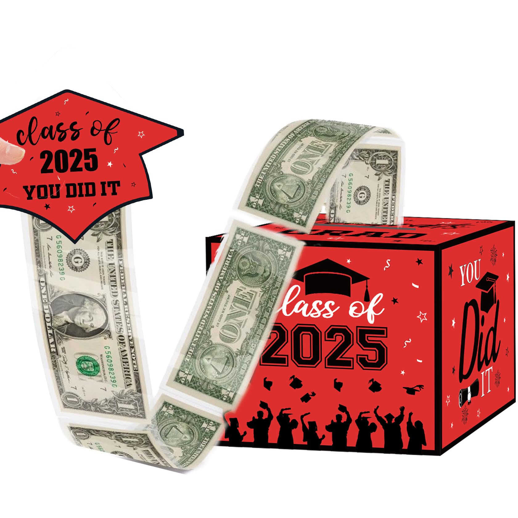 Red and Black Graduation Party Decorations Graduation Money Box for Cash Gift Pull 2026 with OPP Bag You Did it Congrats Grad Surprise Box for Class