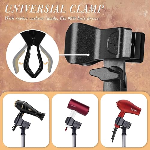 Miniatura 4 de Soporte para secador de pelo manos libres, soporte giratorio TAYUQEE para soplador de piso, secadora de alta resistencia con altura ajustable, ideal