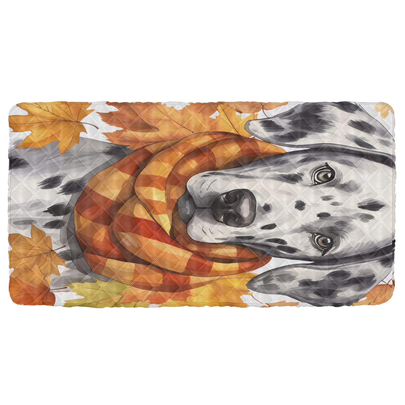 Portable Toddler Bed Sheet for Kids Cute Dalmatian with Scarf Maple Leaf Travel Bed Fitted Sheet