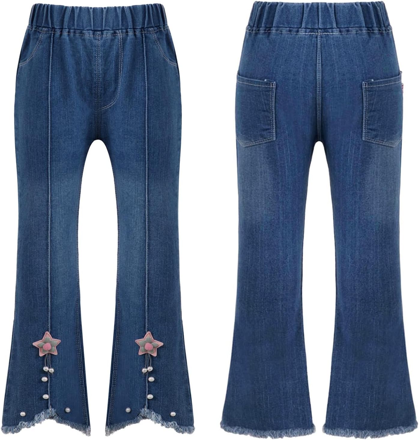 Baby Girls Flare Denim Pants Kids Bell Bottoms Ripped Jeans Toddler Ruffle Skinny Pant Leggings Outfits Clothes