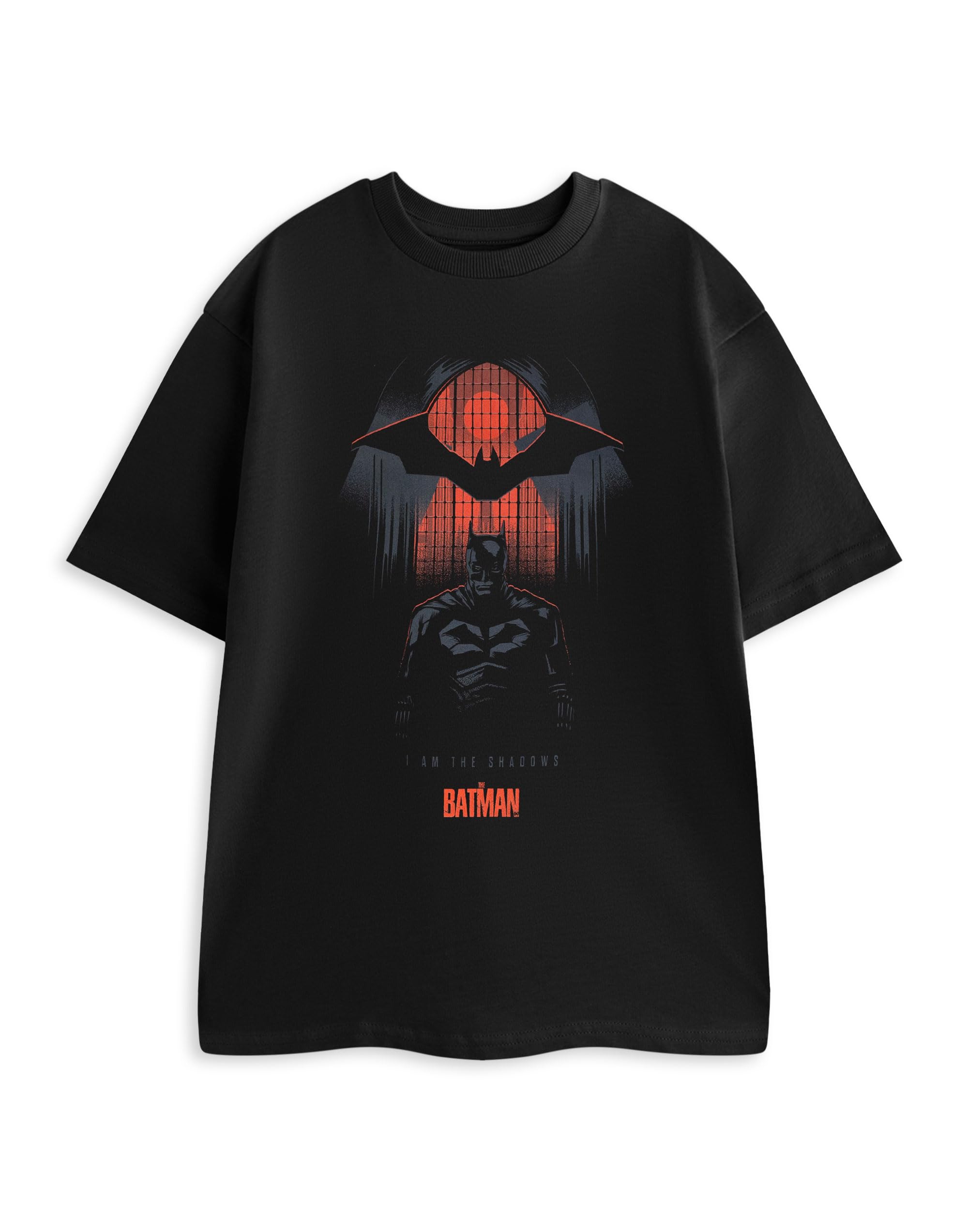 Dc Comics Unisex Black Batman Graphic Tee | I Am The Shadows Adult Short Sleeve Top | Crew Neck T-Shirt With Oversized Fit | Comic Book Character Quote Print Merch - XX-Large