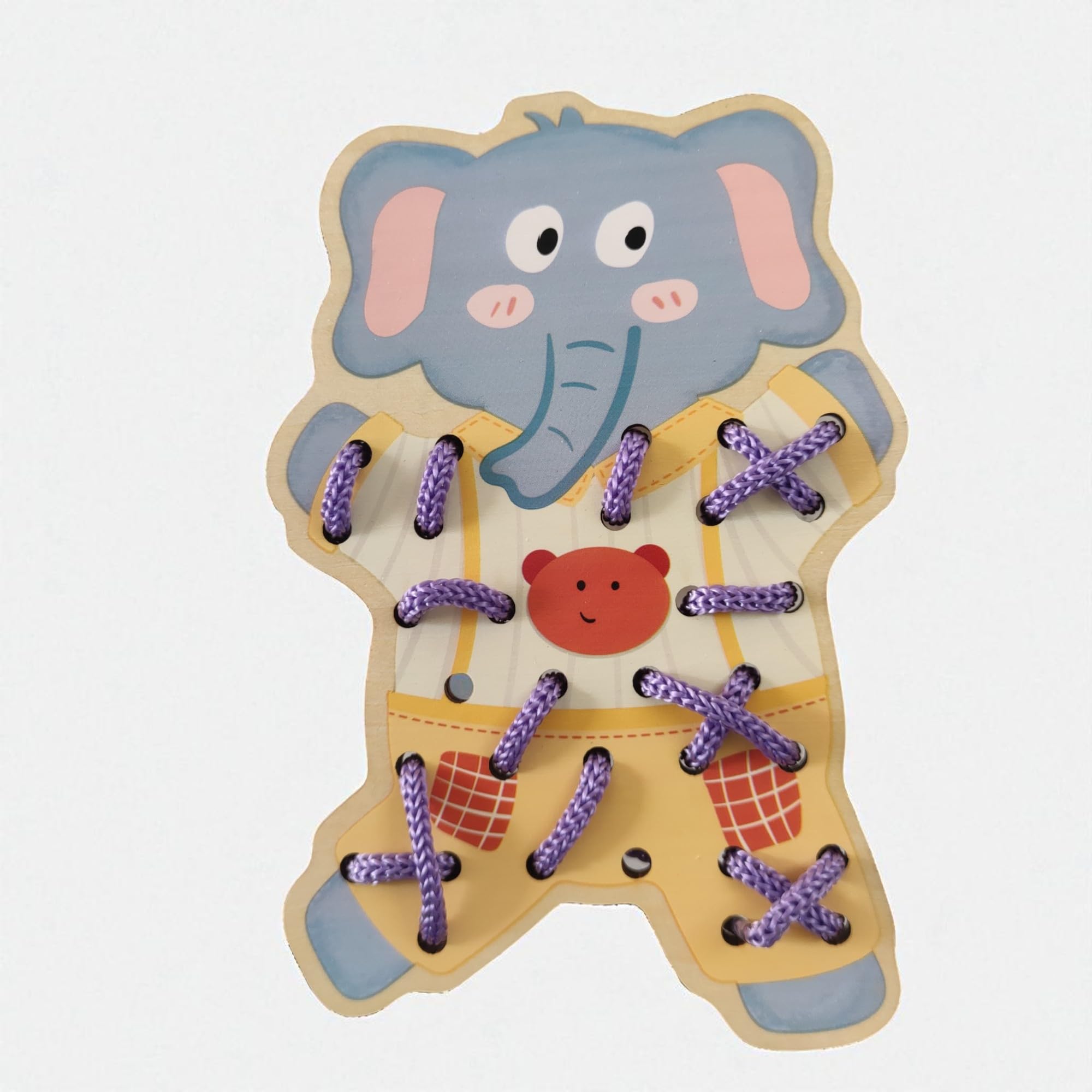 Wooden Animal Lacing Toys for Kids, Educational Threading Game Set with Dog, Bunny, Elephant and Bear, Fine Motor Skills Development 1