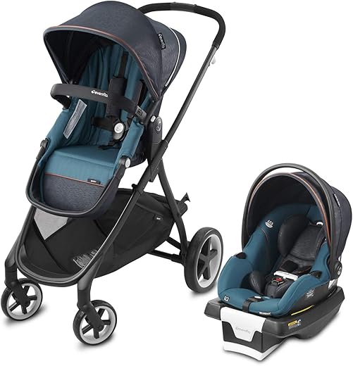 Evenflo Gold, SensorSafe Shyft Smart Modular Travel System with SecureMax Smart Infant Car Seat, Six Different Modes, Syncs with SensorSafe App, 3-Position Recline, Fits Babies 4-35 Pounds, Sapphire