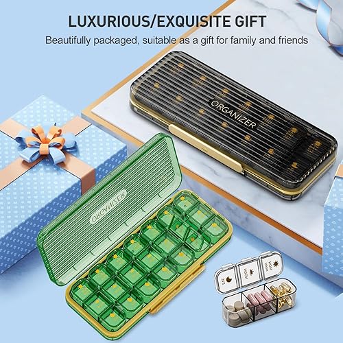 Miniatura 7 de ZDQZC - Pastillero semanal 3 veces al día, pastillero de viaje para 7 días con compartimento grande, dispensador diario de píldoras, contenedor de