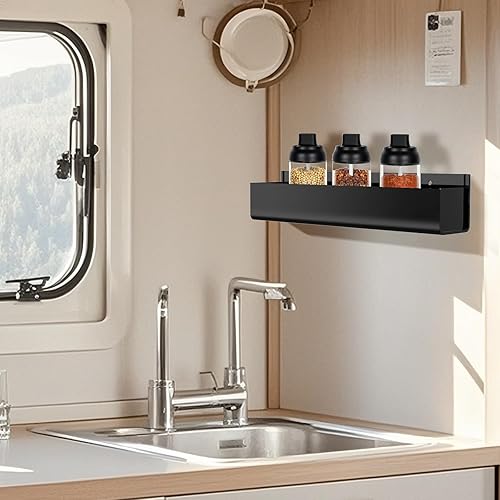 Miniatura 6 de Estante de especias para RV, organizador de especias montado en la pared, paquete de 2 estantes de almacenamiento de acrílico, montaje en puerta de