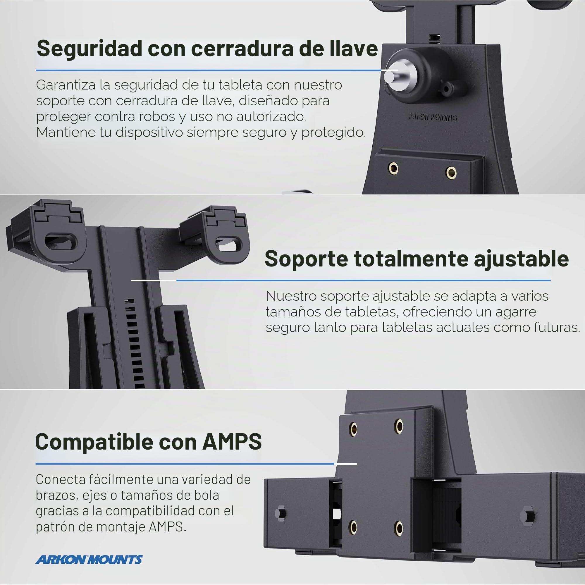 ARKON Mounts - Soporte para tablet con bloqueo de carretilla elevadora con brazo de eje de 8.5 pulgadas, flexibilidad ajustable, instalación sin esfuerzo, diseñado para vehículos de almacén, se adapta