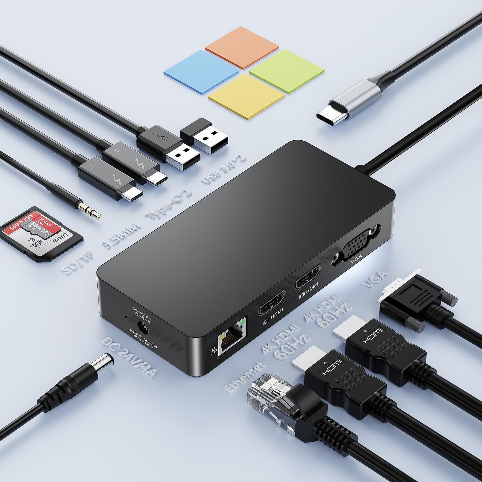 2026 New Surface Thunderbolt 4 Dock Station Triple Displays 4K HDMI*2+VGA