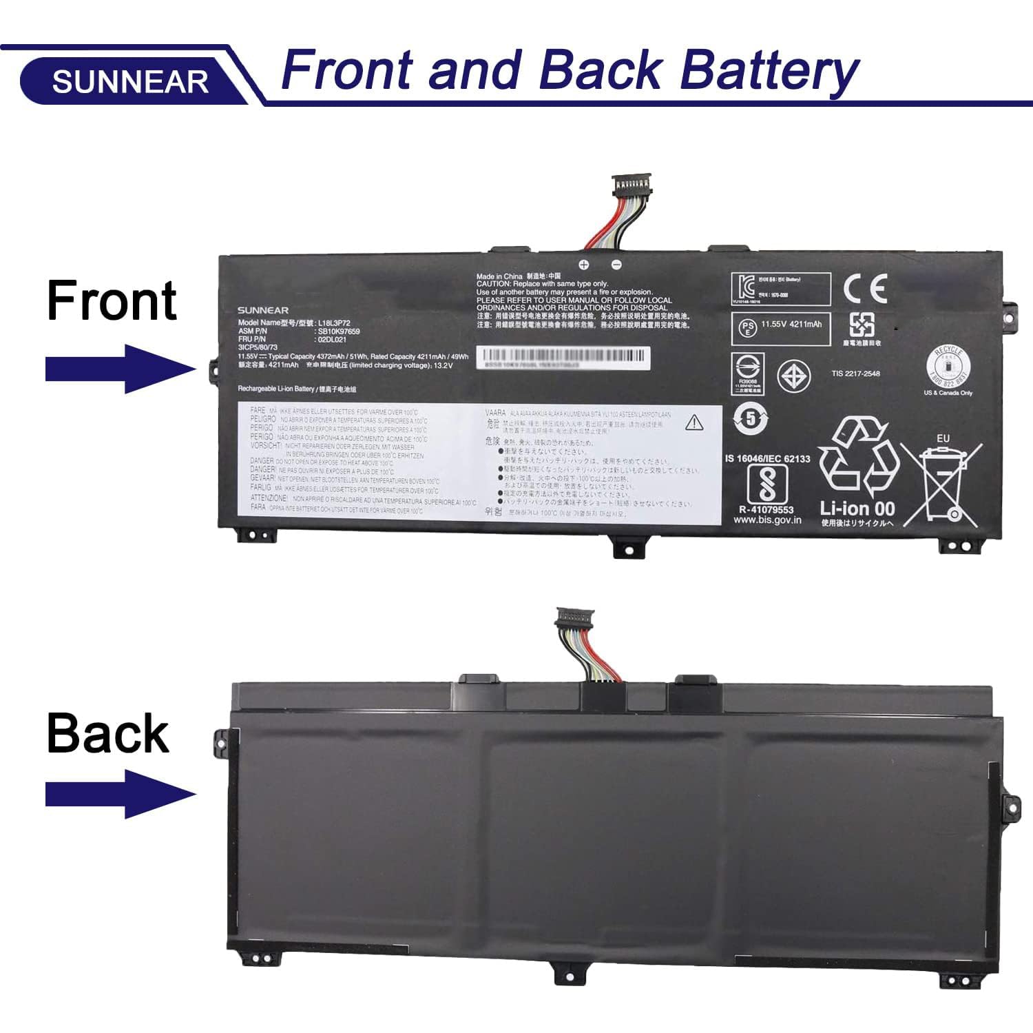Amazon.com: SUNNEAR L18L3P72 Laptop Battery Replacement with