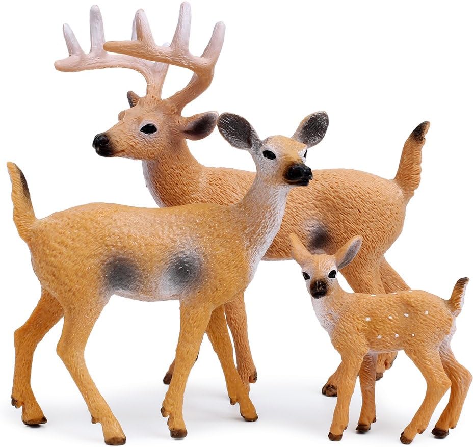 RESTCLOUD Deer Figurines Cake Toppers, Deer Toys Figure, Small Woodland Animals Set of 3 - Image 2