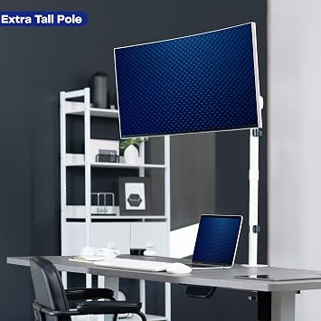 VIVO Single Monitor Desk Mount, Extra Tall Fully Adjustable Stand for 1 LCD Screen up to 32 inches, Ultra Wide Screens up to 38 inches, 22 lbs Capacity, White, STAND-V001TW