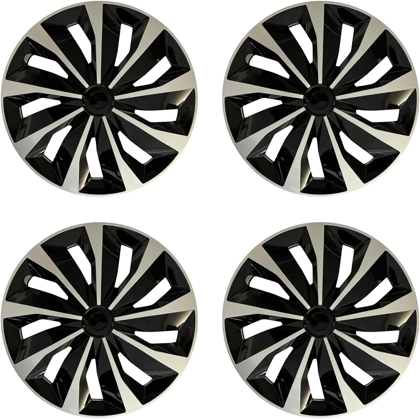 Hubcap Wheel Covers Replacement Size R15 Hub Caps Universal-Fit Steel Wheel Rims Cover ABS Tire Cap for Most Cars Trucks Sedans SUV -Set of 4(15-inch,Silver-Black)