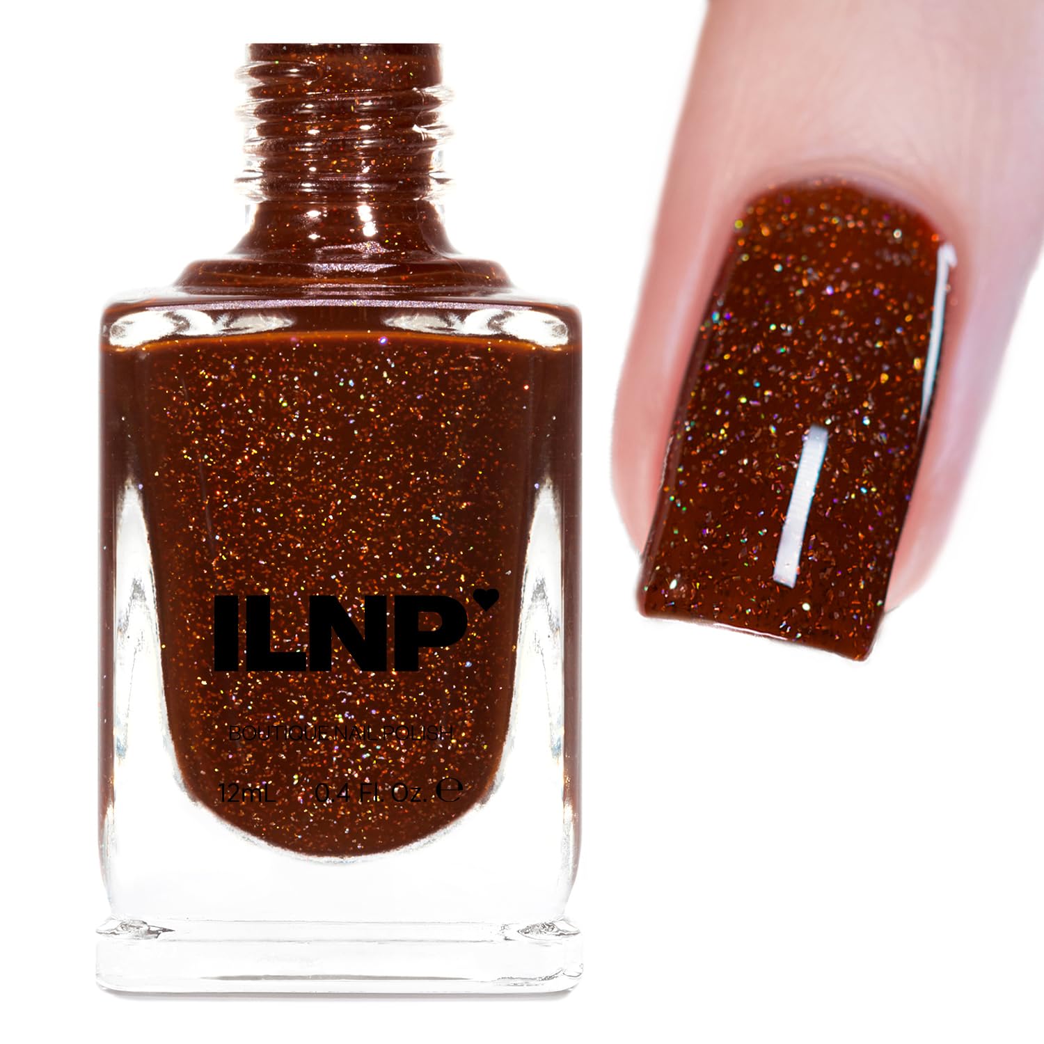 ILNP Spiced Cider - Warm Rustic Brown Holographic Jelly Nail Polish