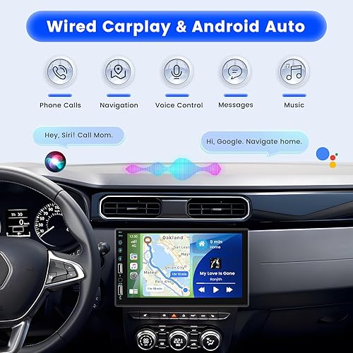 Miniatura 2 de Roinvou Radio de pantalla táctil DIN individual con Carplay con cable y Android Auto, pantalla táctil HD de 7 pulgadas estéreo para automóvil con