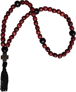 Christian Orthodox Chotki Prayer Rope Komboskoini 50 Knots Pray Wood Cross Red