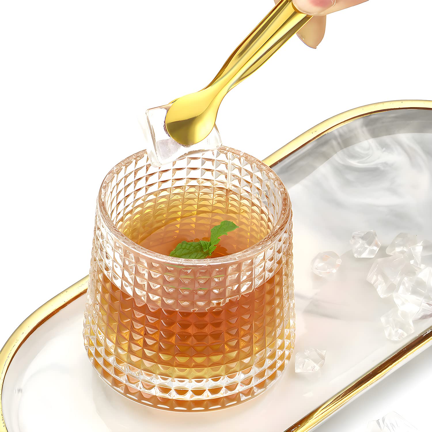 Pinzas pequeñas para azúcar, 8 unidades, color dorado y acero inoxidable, se pueden utilizar para dulces, pinzas para servir, pinzas de cocina, pinzas para cubitos de hielo