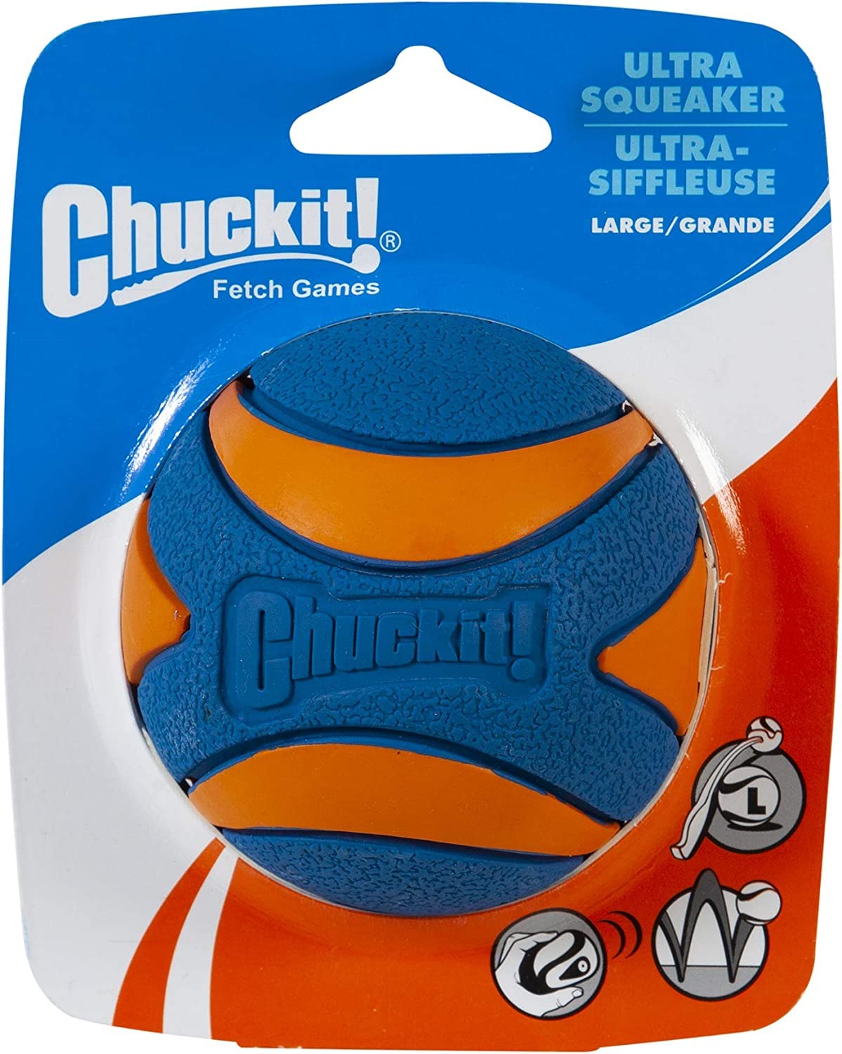 Chuckit! Ultra Squeaker Ball Natural Rubber Dog Toy Large - Pack of 10
