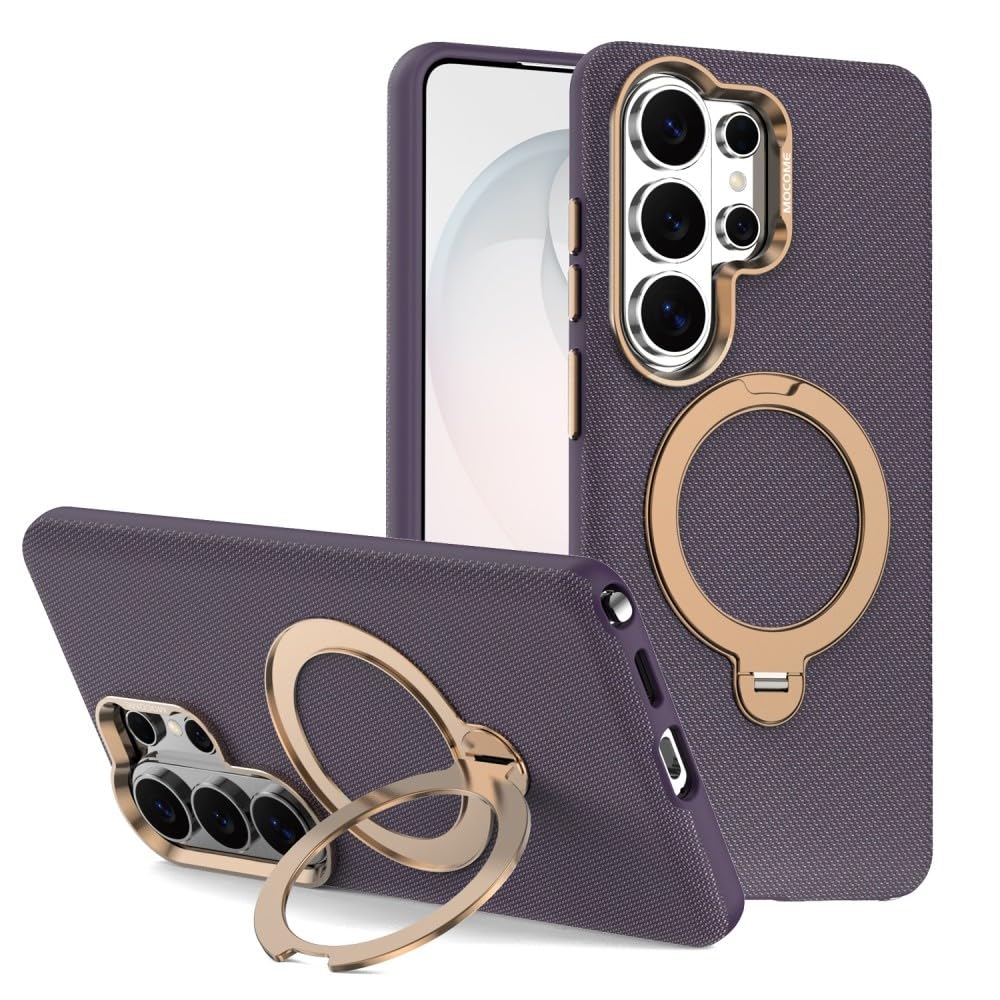Generic etui kompatybilne z Samsung Galaxy S25 (kolor: fioletowy) magnetyczne etui z obrotowym pierścieniem pokrowiec ze stojakiem skórzane silikonowe etui na tył