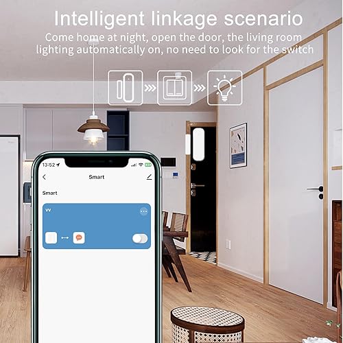 Miniatura 2 de Sensor inteligente de puerta WiFi para el hogar, no requiere concentrador, sensor de ventana inalámbrico con alerta de aplicación, sensor de puerta