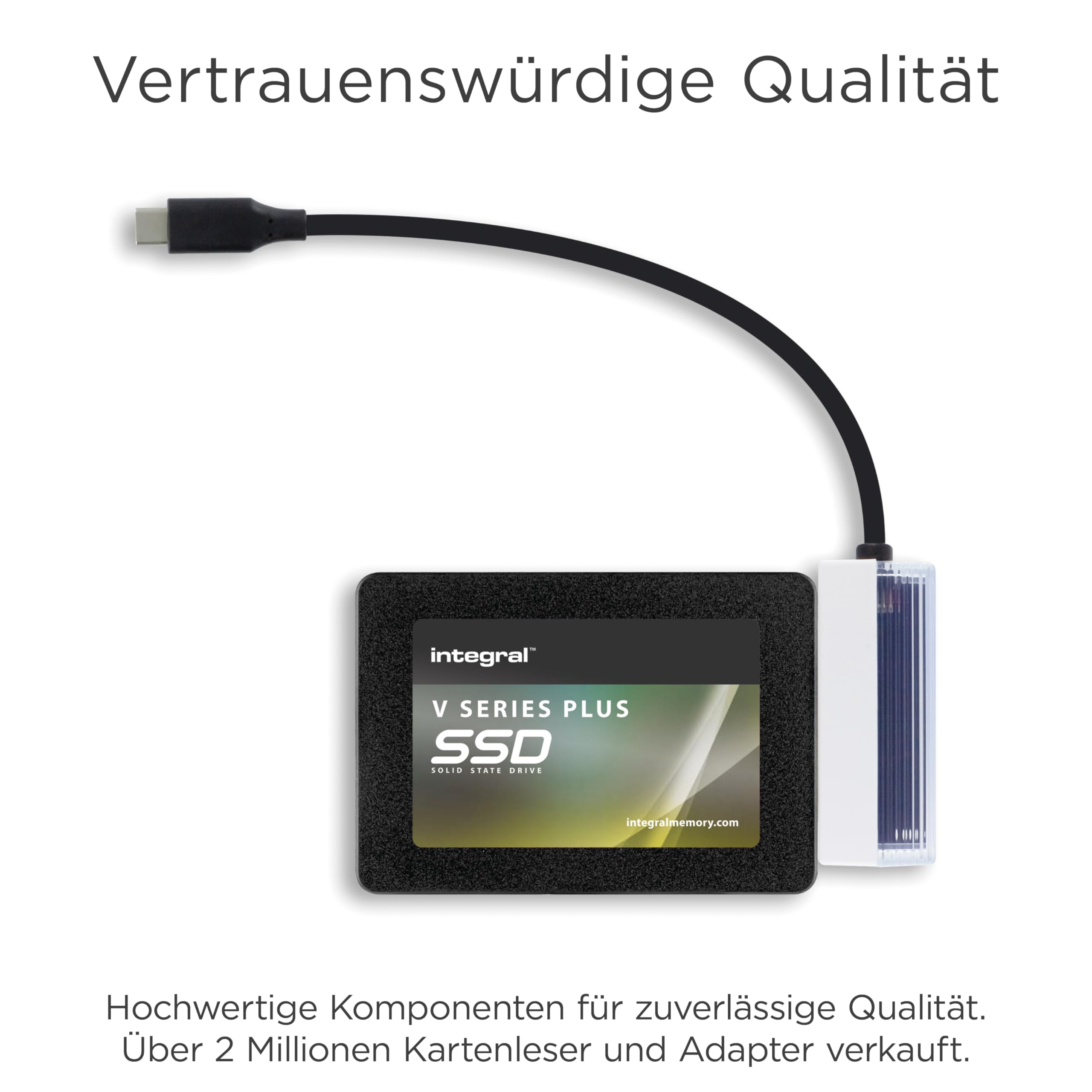 Integral Adapter USB-C na SATA SSD z kablem, 2,5-calowy dysk twardy SATA na USB typu C, kompatybilny z HDD i SSD I/II