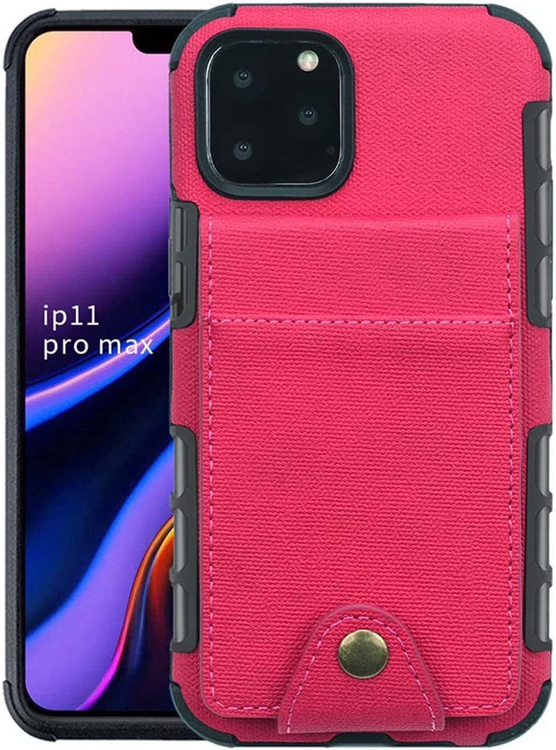 KANUZ Funda para iPhone 13/13 Mini/13 Pro/13 Pro Max, funda de cuero con ranura para tarjetas, funda de teléfono con carcasa de TPU con bloqueo RFID (color: rojo, tamaño: 13pro 6.1 pulgadas)