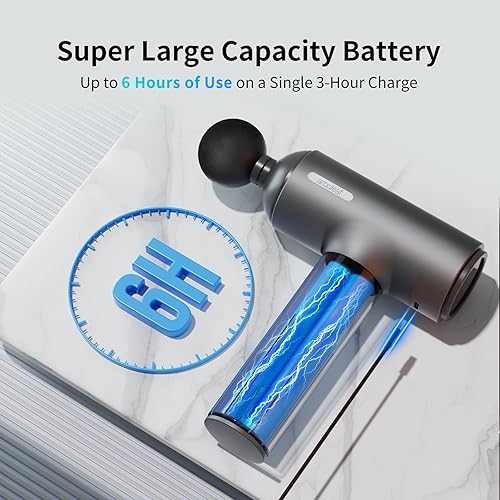 Miniatura 5 de arboleaf Pistola de masaje de tejido profundo, 6 velocidades, potente pistola masajeadora muscular de percusión de mano con estuche de viaje