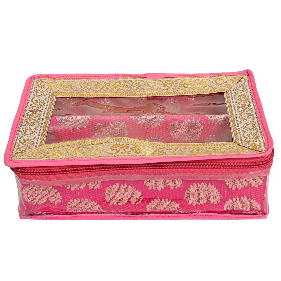 Kuber Industries Exclusive Carry Design Brocade Hardboard Two Rod Bangle Box (Pink) -CTLTC038790