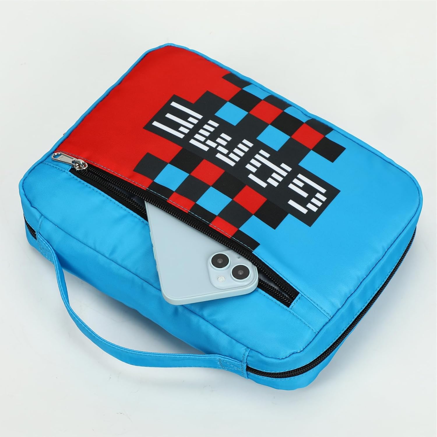 JIANYA Bible Cover for Boys Kids Bible Case Childrens Bible Bag with Handle and Zippered Pocket, Checkered Blue - Image 6