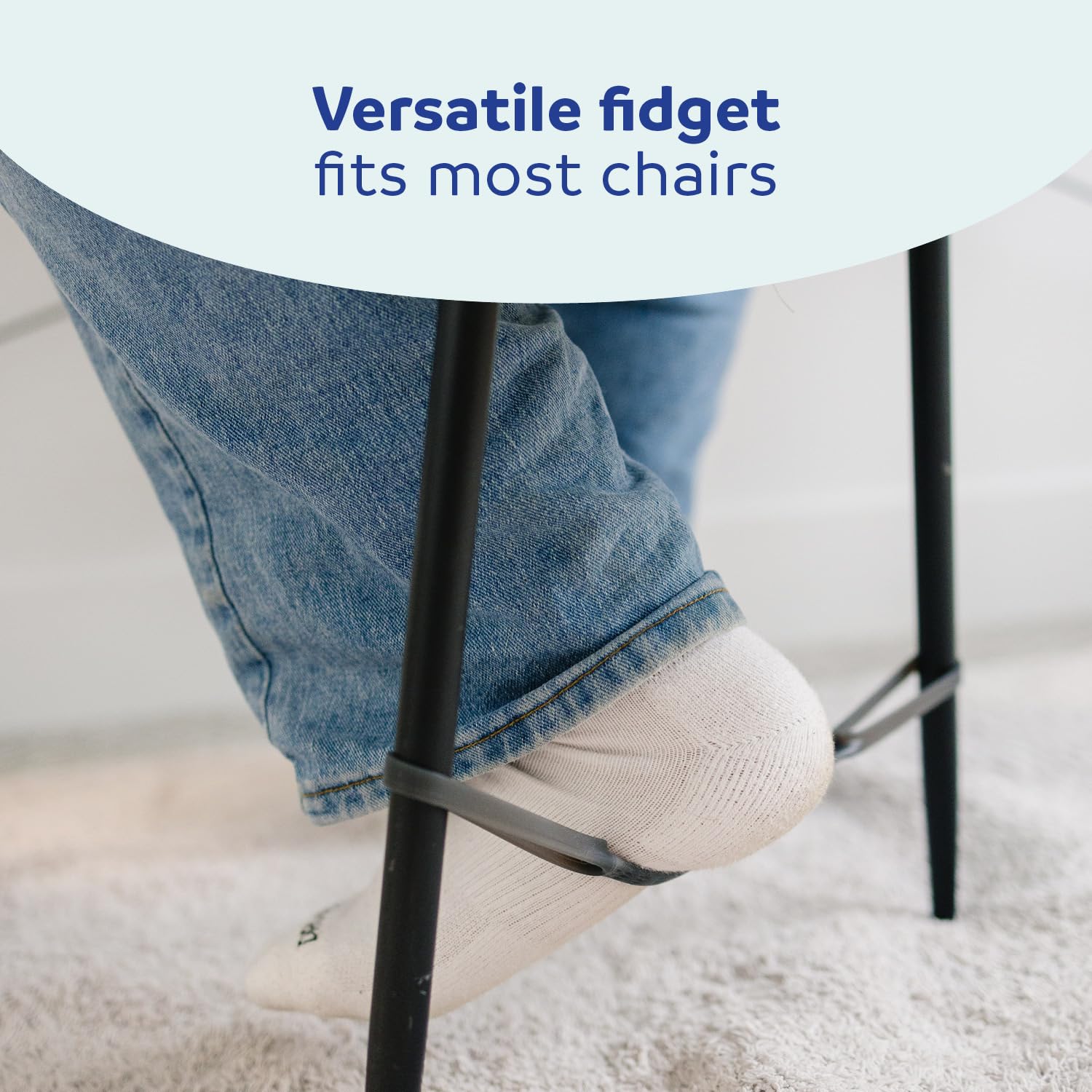 Fun and Function - Stretch Me Chair Fidget - Set of 2 - Fidget Chair Bands for Kids & Adults - Chair Bands for Kids with Fidgety Feet - Chair Rubber Bands - Stretch Foot Bands - Gray