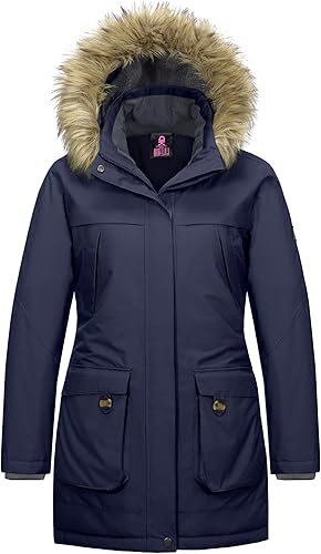 Little Donkey Andy Chaqueta de esquí con capucha impermeable y aislante para mujer, chaqueta larga de montaña