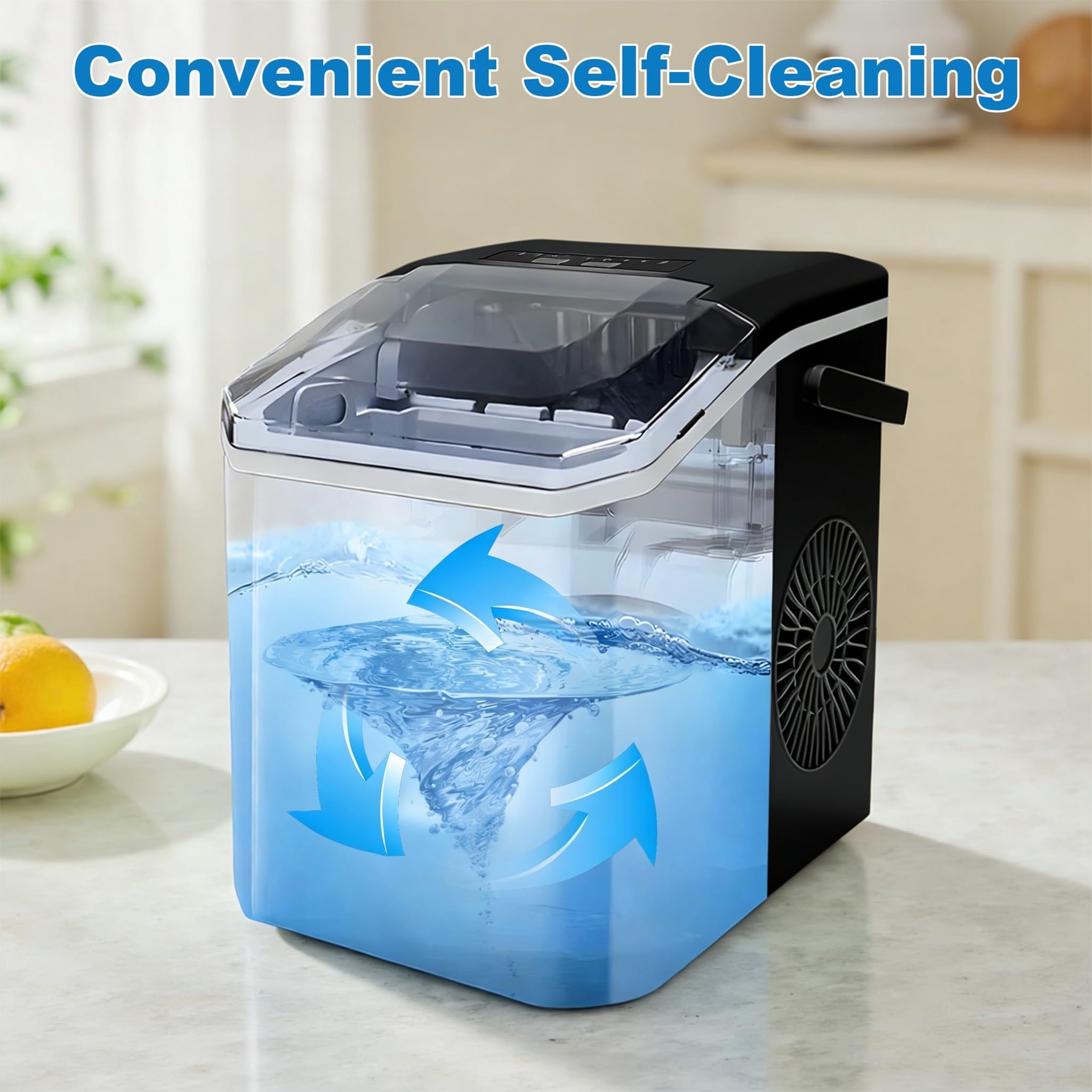 Fast Ice Making Countertop Ice Machine with 5 Ice Sizes, 30Lbs/24H, Self-Cleaning Portable Ice Maker for Kitchen Home Bar and Outdoor Activities — view 5